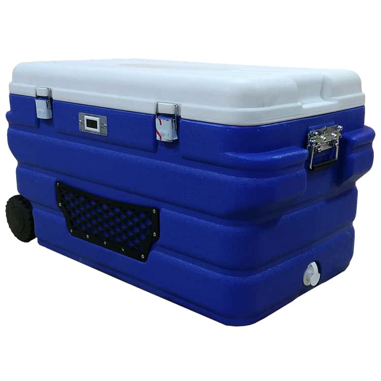 95L商用低温冷藏箱蓝冰生物转运保温箱车载冷冻带轮带拉杆